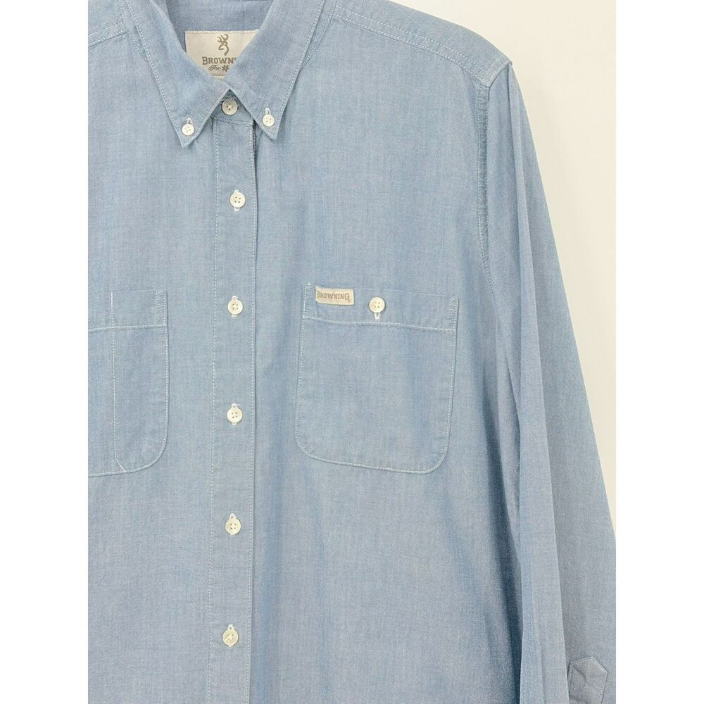 Browning for Her Super Naturals Chambray 100% Cotton Button Up Shirt XL Top - Picture 3 of 11